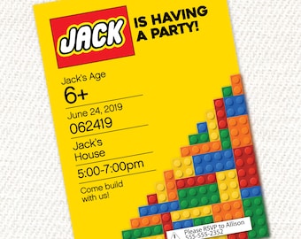 Lego birthday get together Etsy photo about Printable Lego Birthday Invitations named Lego birthday social gathering Etsy